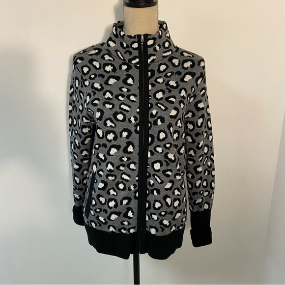 Rachel Zoe Ladies Sweater Cardigan Full Zip Animal Print Medium - Picture 7 of 10